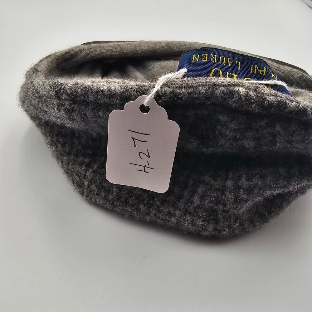 Vtg Polo Ralph Lauren Wool Blend Flat Cap Gray Houndstooth Driver Hat Ivy Tweed